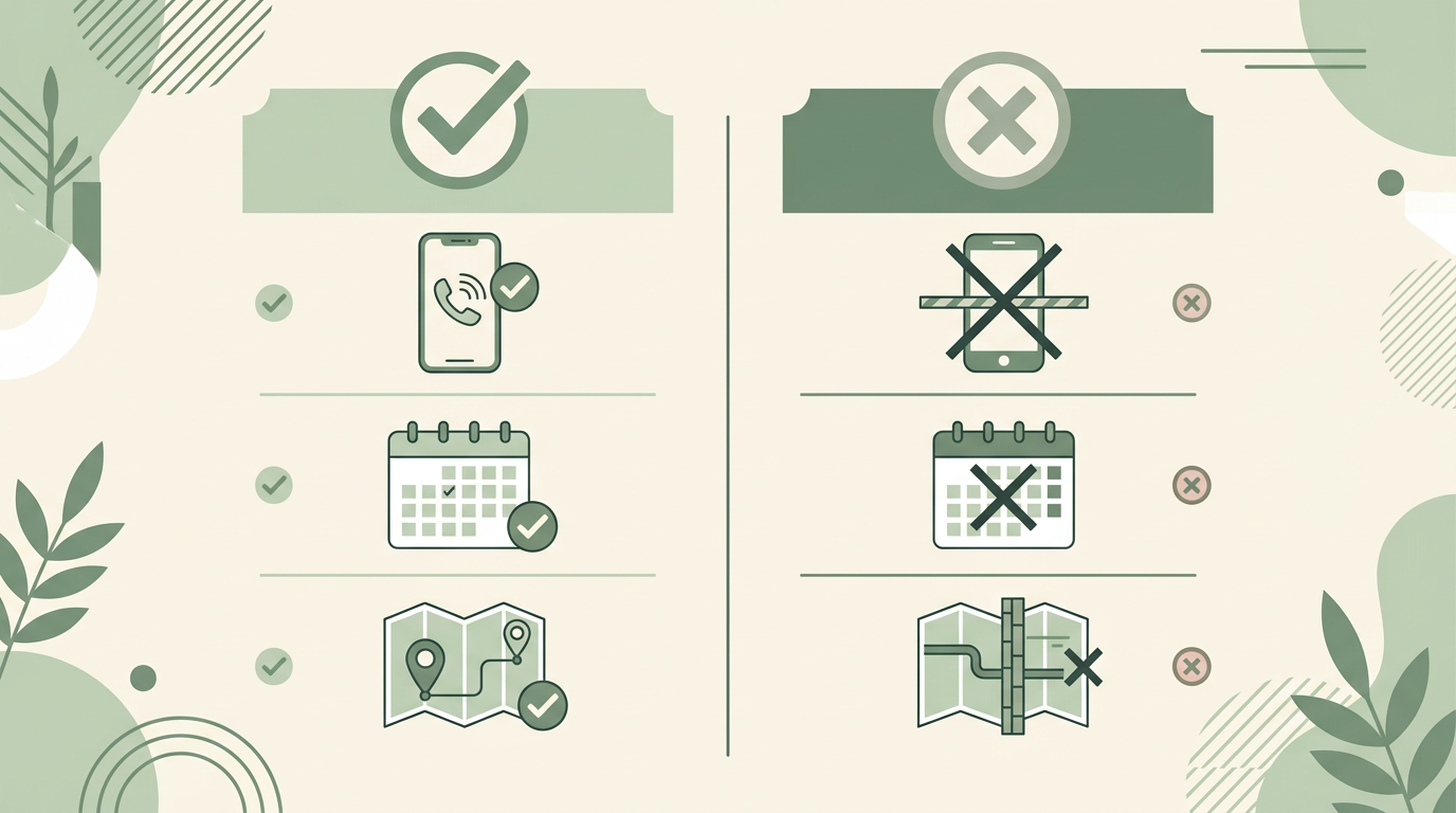 AI front desk does and does not comparison — answer capture route versus human judgment